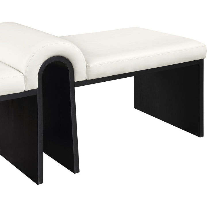 Delphine Vegan Leather Upholstered Bench — Cream / Black