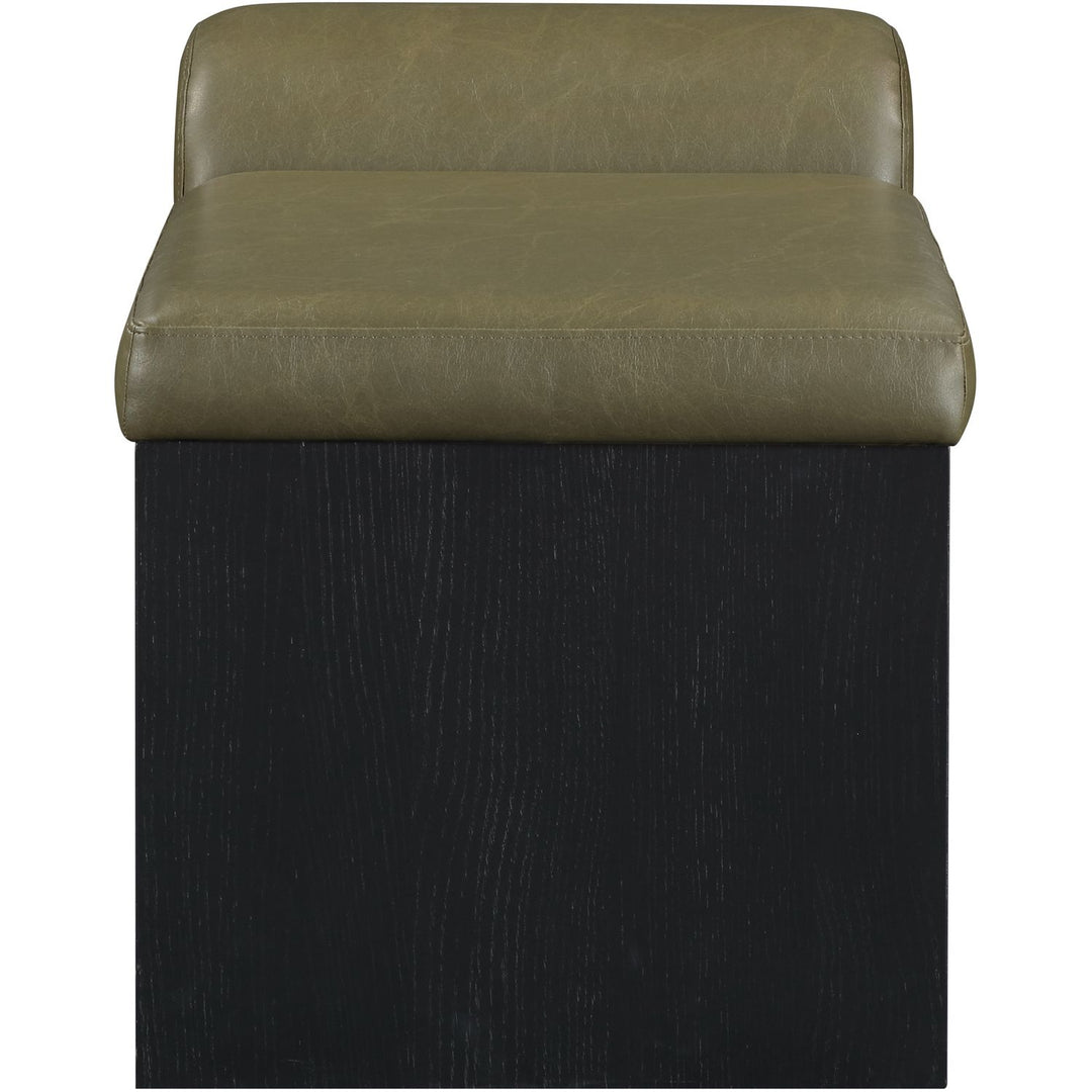 Delphine Vegan Leather Upholstered Bench — Olive / Black