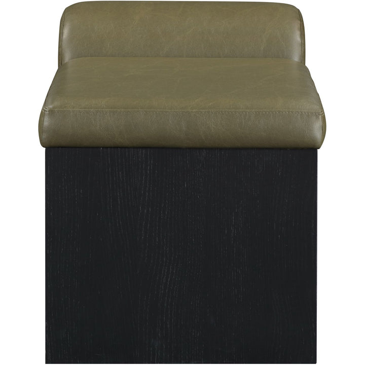 Delphine Vegan Leather Upholstered Bench — Olive / Black