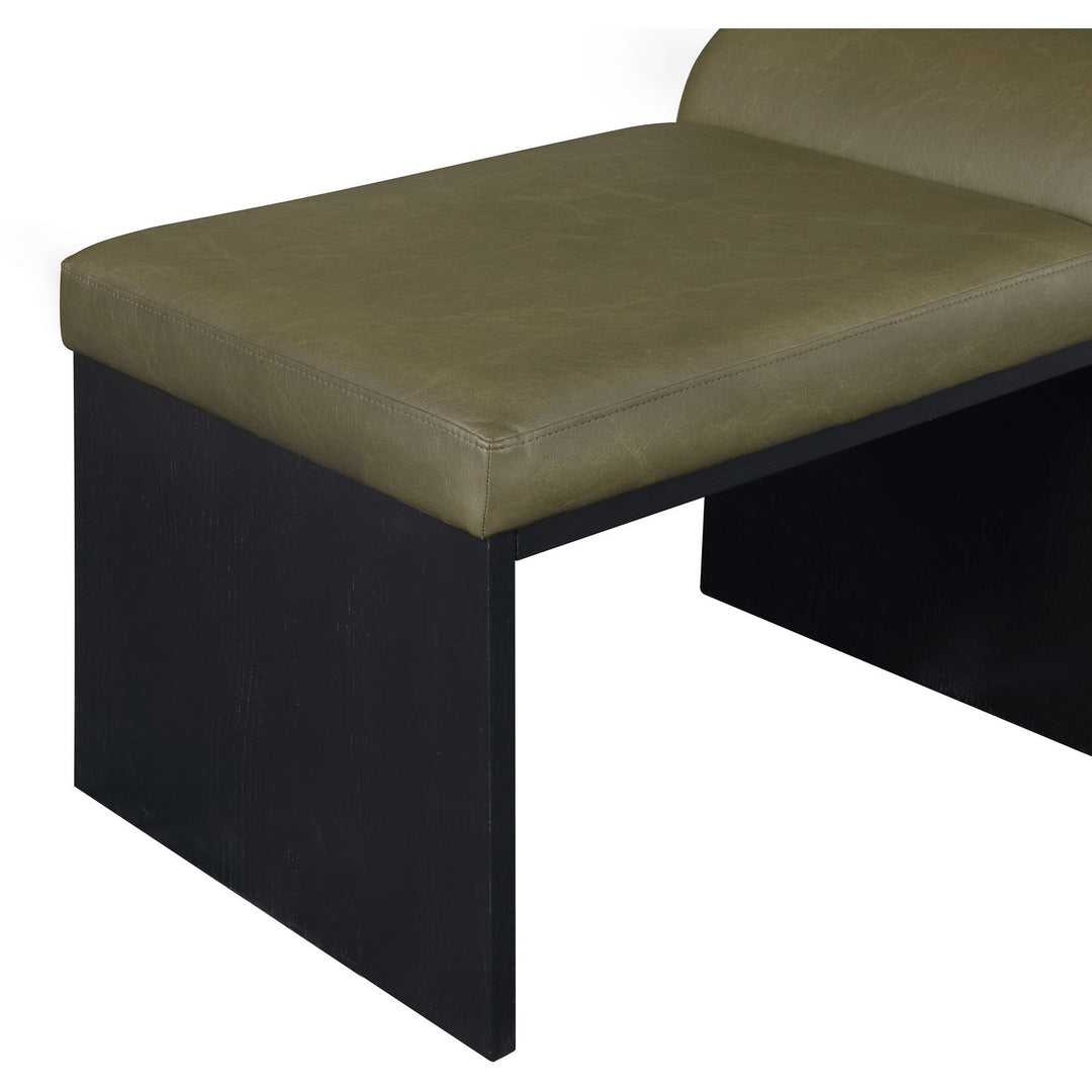 Delphine Vegan Leather Upholstered Bench — Olive / Black