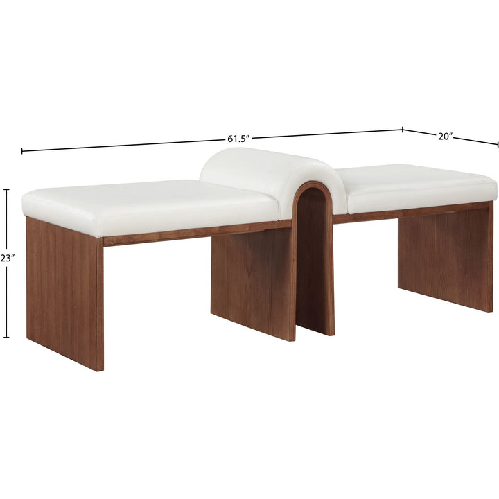 Delphine Vegan Leather Upholstered Bench — Cream / Brown