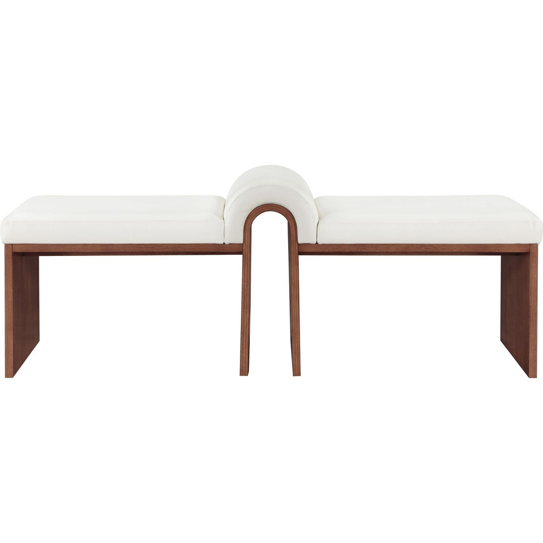 Delphine Vegan Leather Upholstered Bench — Cream / Brown