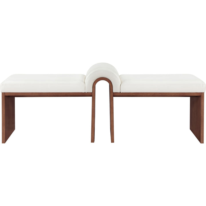 Delphine Vegan Leather Upholstered Bench — Cream / Brown