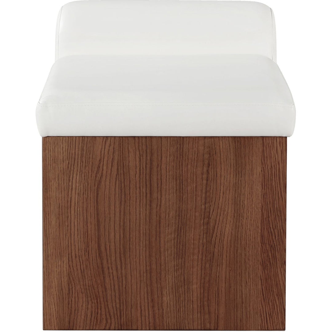 Delphine Vegan Leather Upholstered Bench — Cream / Brown
