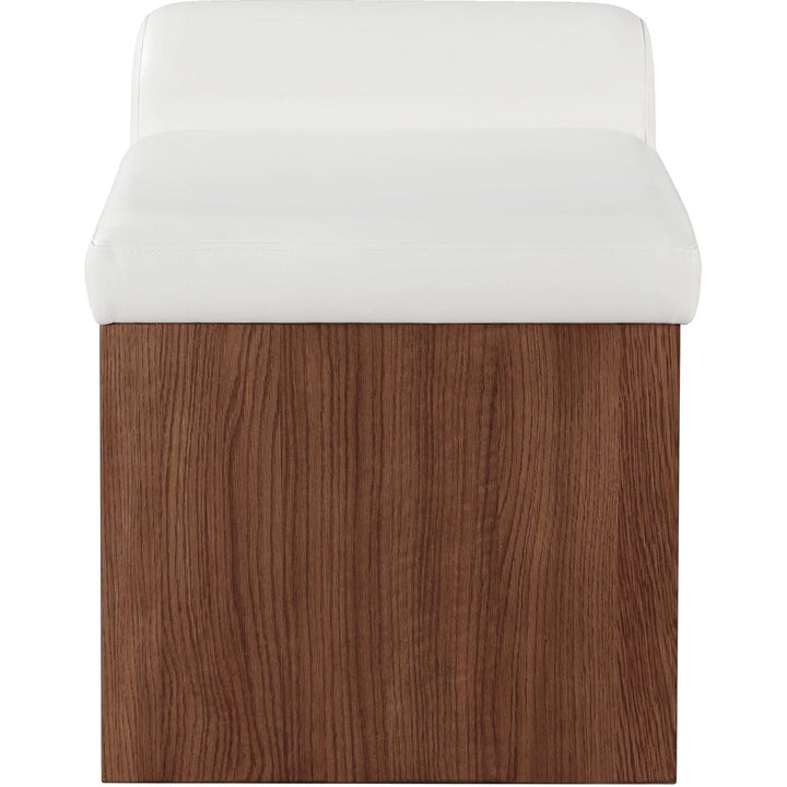 Delphine Vegan Leather Upholstered Bench — Cream / Brown