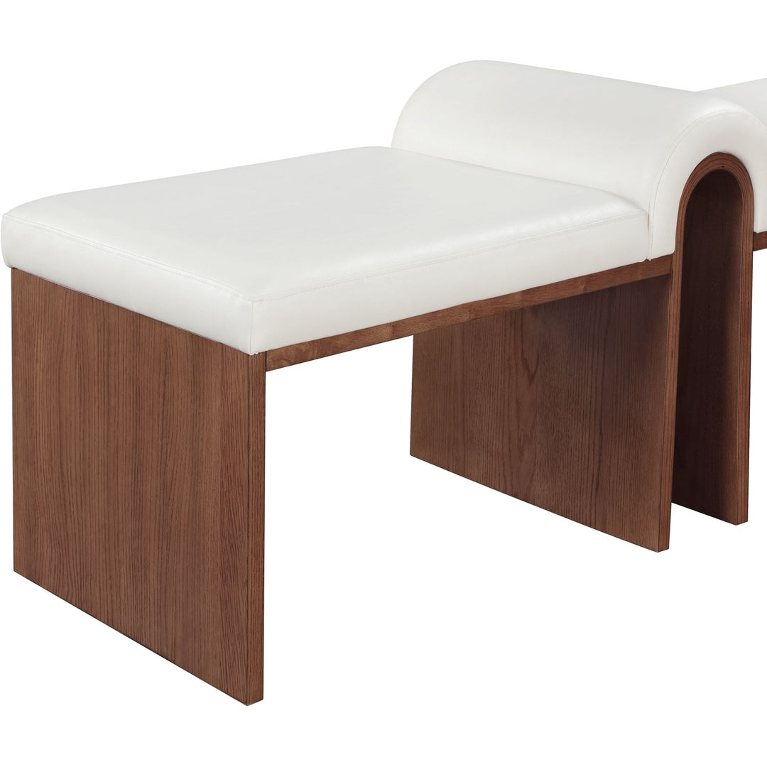Delphine Vegan Leather Upholstered Bench — Cream / Brown