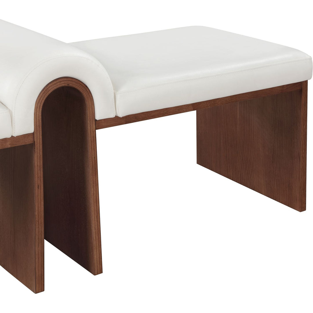 Delphine Vegan Leather Upholstered Bench — Cream / Brown
