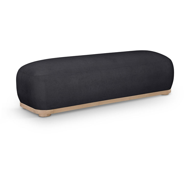 Calum Chenille Fabric Upholstered Bench — Black / Natural