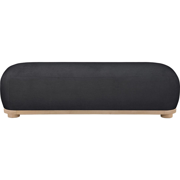 Calum Chenille Fabric Upholstered Bench — Black / Natural