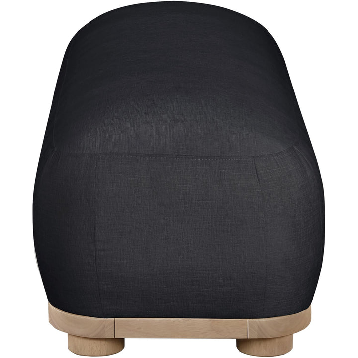 Calum Chenille Fabric Upholstered Bench — Black / Natural