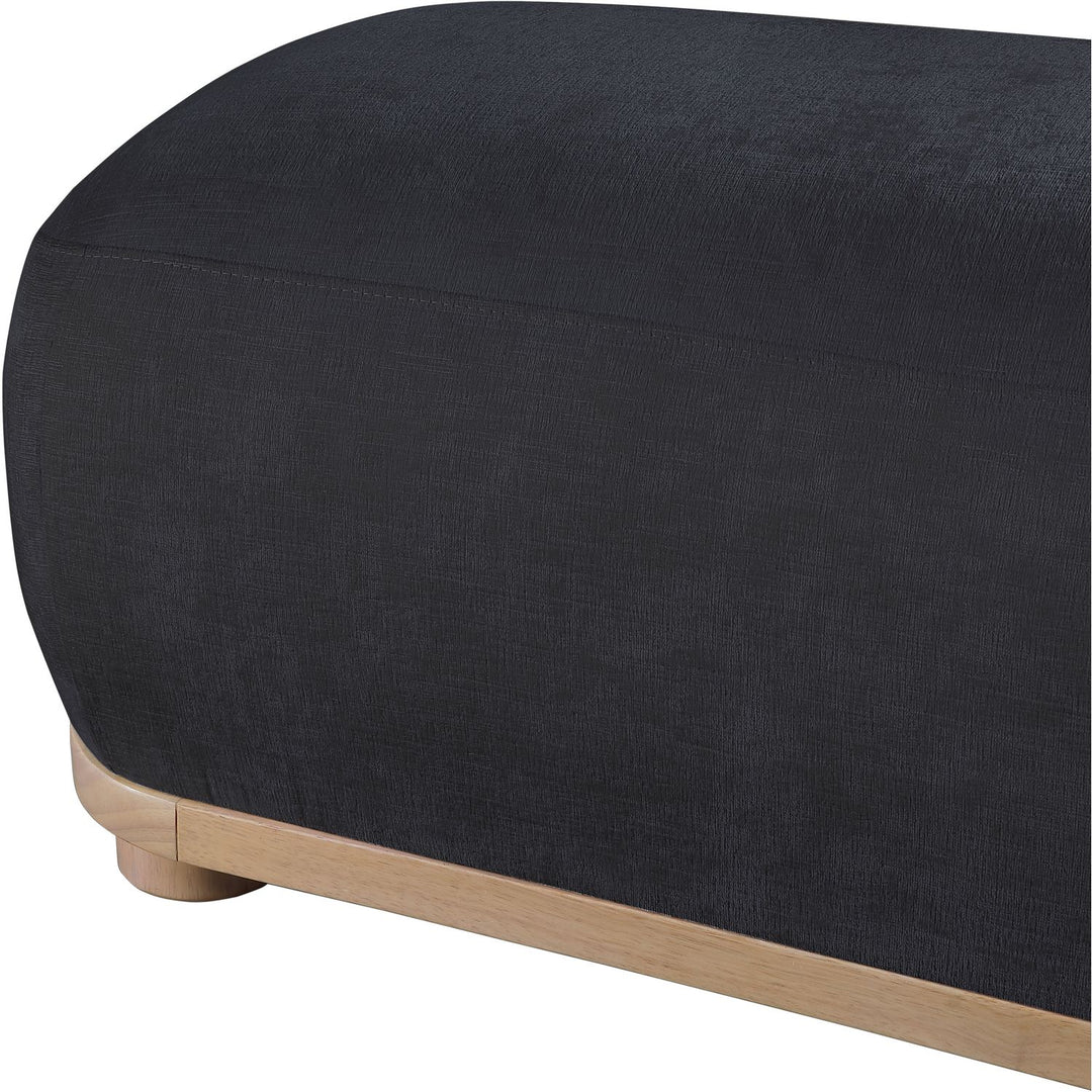 Calum Chenille Fabric Upholstered Bench — Black / Natural