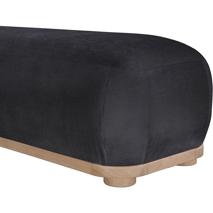 Calum Chenille Fabric Upholstered Bench — Black / Natural