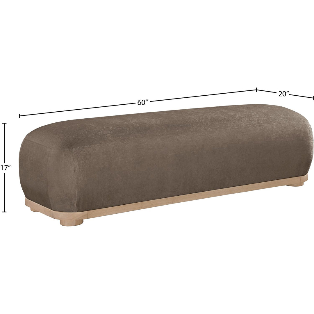 Calum Chenille Fabric Upholstered Bench — Brown / Natural