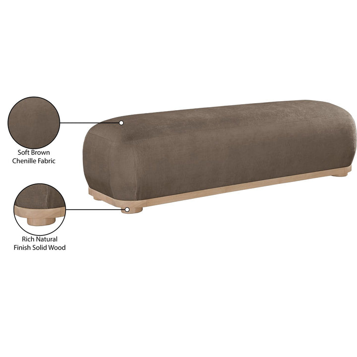 Calum Chenille Fabric Upholstered Bench — Brown / Natural