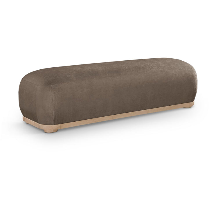 Calum Chenille Fabric Upholstered Bench — Brown / Natural