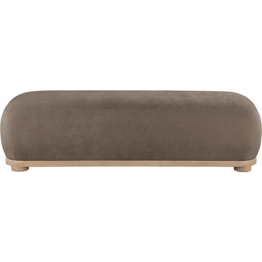 Calum Chenille Fabric Upholstered Bench — Brown / Natural