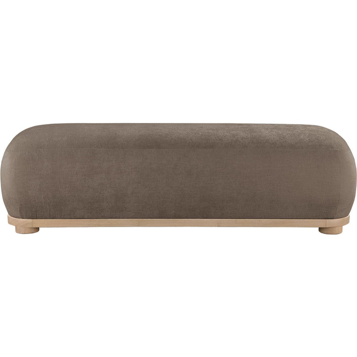 Calum Chenille Fabric Upholstered Bench — Brown / Natural