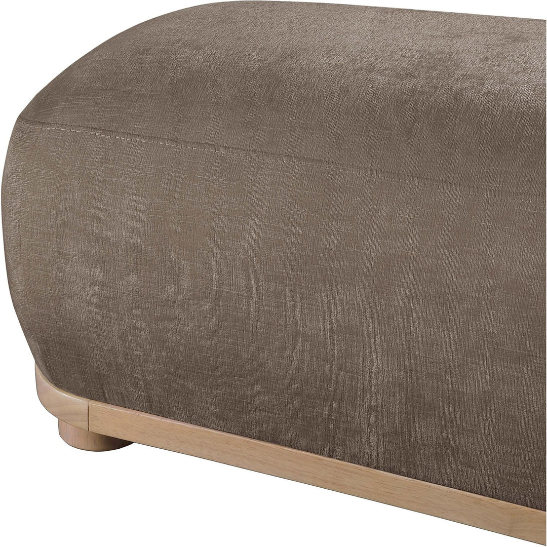 Calum Chenille Fabric Upholstered Bench — Brown / Natural