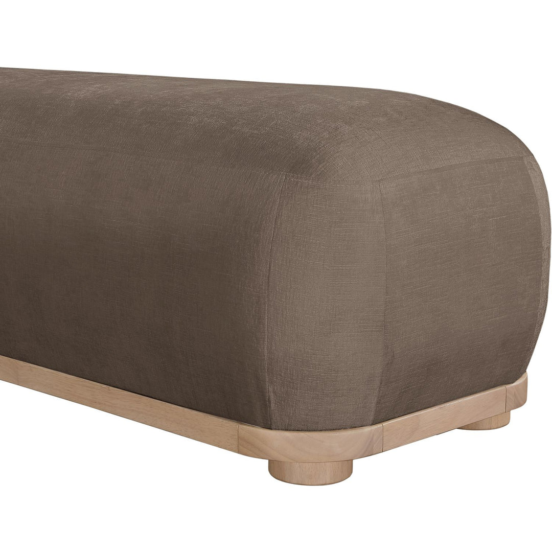 Calum Chenille Fabric Upholstered Bench — Brown / Natural