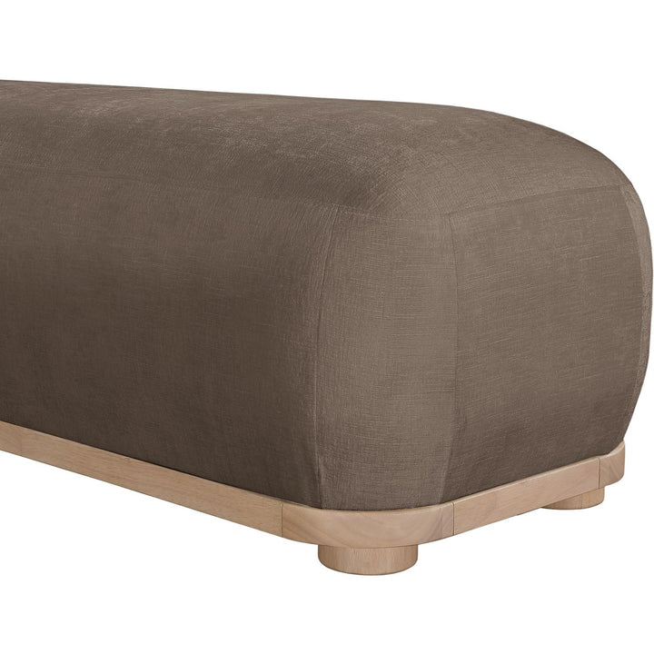 Calum Chenille Fabric Upholstered Bench — Brown / Natural
