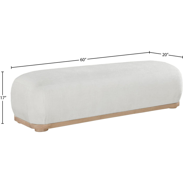 Calum Chenille Fabric Upholstered Bench — Cream / Natural
