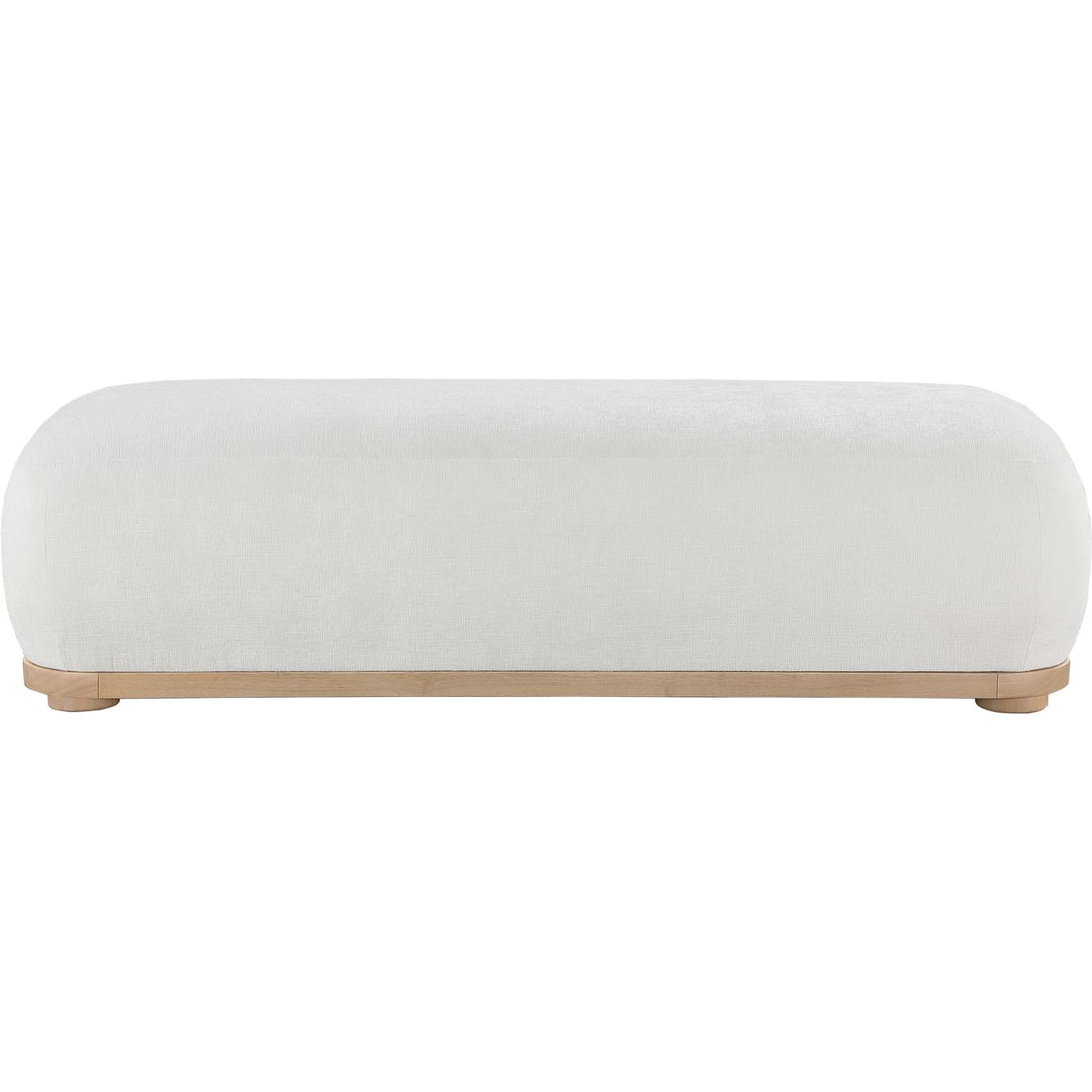 Calum Chenille Fabric Upholstered Bench — Cream / Natural