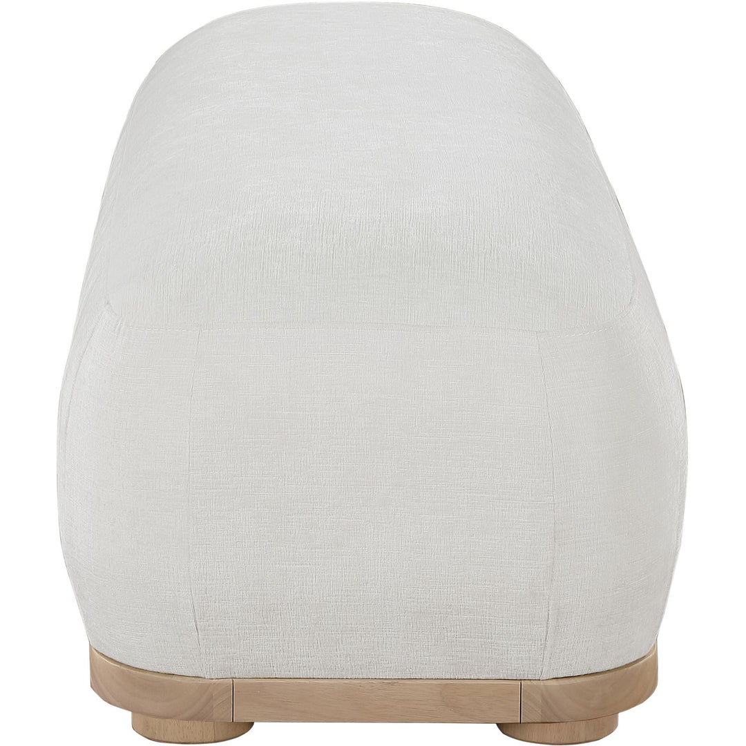Calum Chenille Fabric Upholstered Bench — Cream / Natural