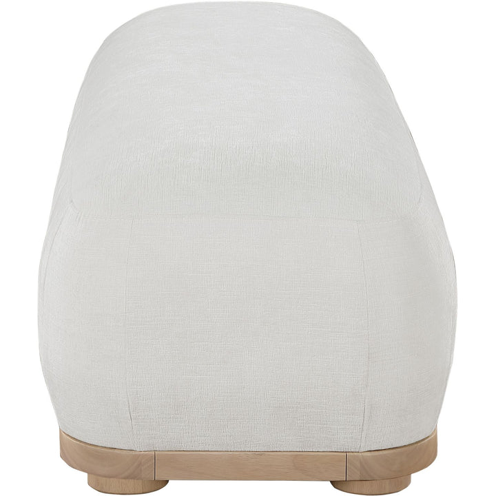Calum Chenille Fabric Upholstered Bench — Cream / Natural