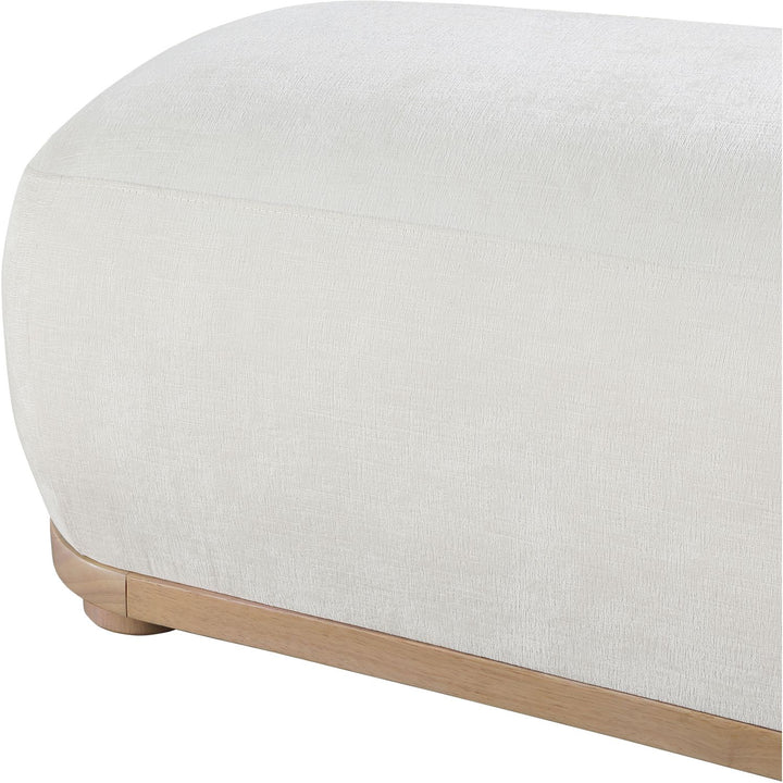 Calum Chenille Fabric Upholstered Bench — Cream / Natural