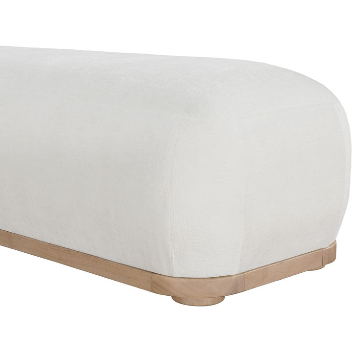 Calum Chenille Fabric Upholstered Bench — Cream / Natural