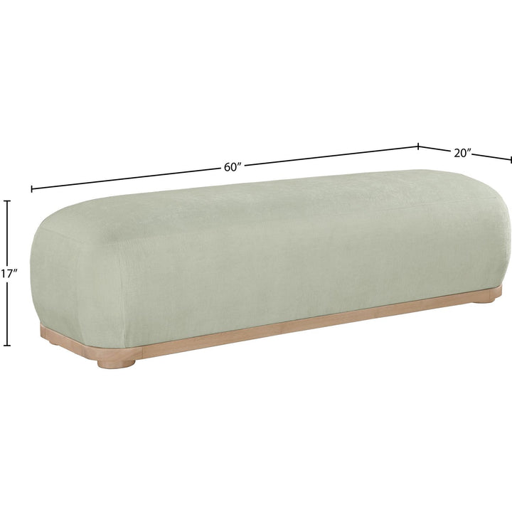 Calum Chenille Fabric Upholstered Bench — Mint / Natural