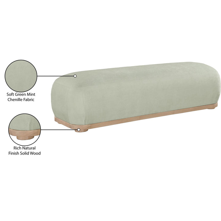 Calum Chenille Fabric Upholstered Bench — Mint / Natural