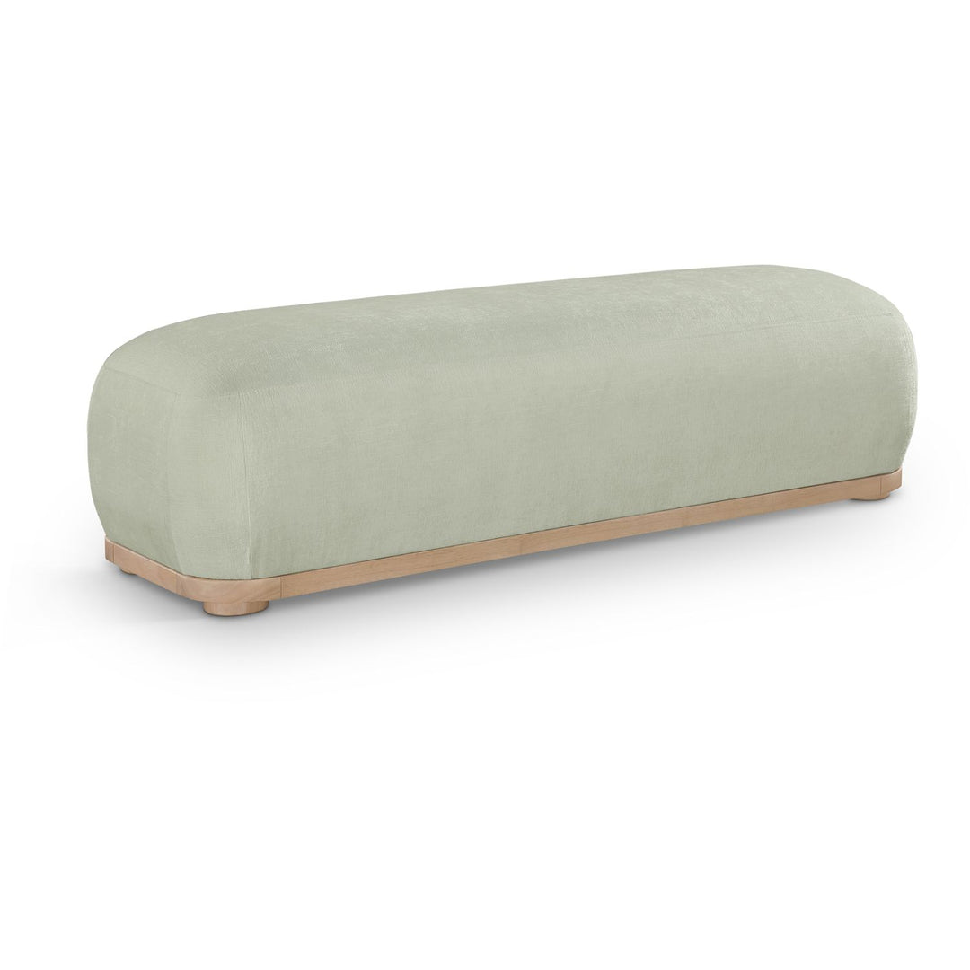 Calum Chenille Fabric Upholstered Bench — Mint / Natural