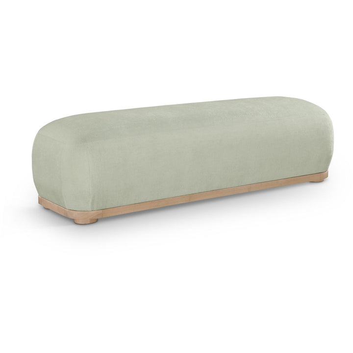 Calum Chenille Fabric Upholstered Bench — Mint / Natural