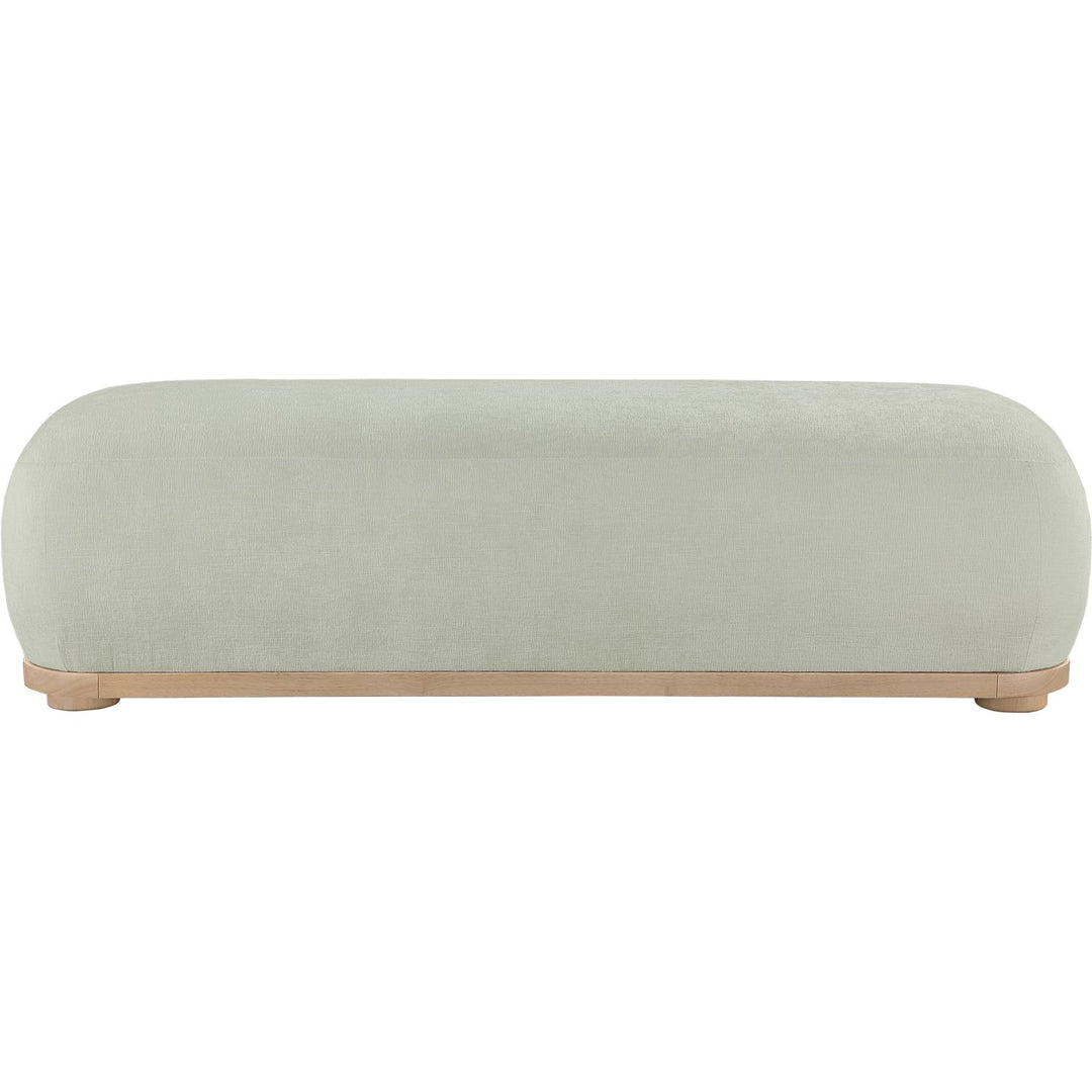 Calum Chenille Fabric Upholstered Bench — Mint / Natural