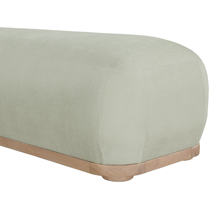 Calum Chenille Fabric Upholstered Bench — Mint / Natural