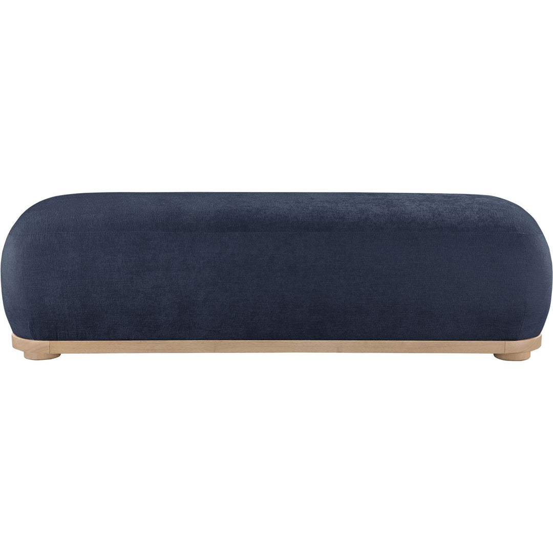 Calum Chenille Fabric Upholstered Bench — Navy / Natural