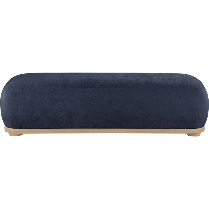 Calum Chenille Fabric Upholstered Bench — Navy / Natural