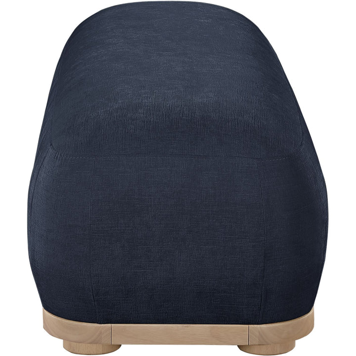 Calum Chenille Fabric Upholstered Bench — Navy / Natural