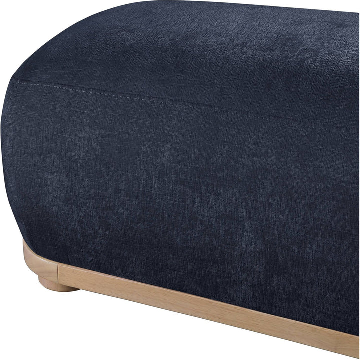 Calum Chenille Fabric Upholstered Bench — Navy / Natural