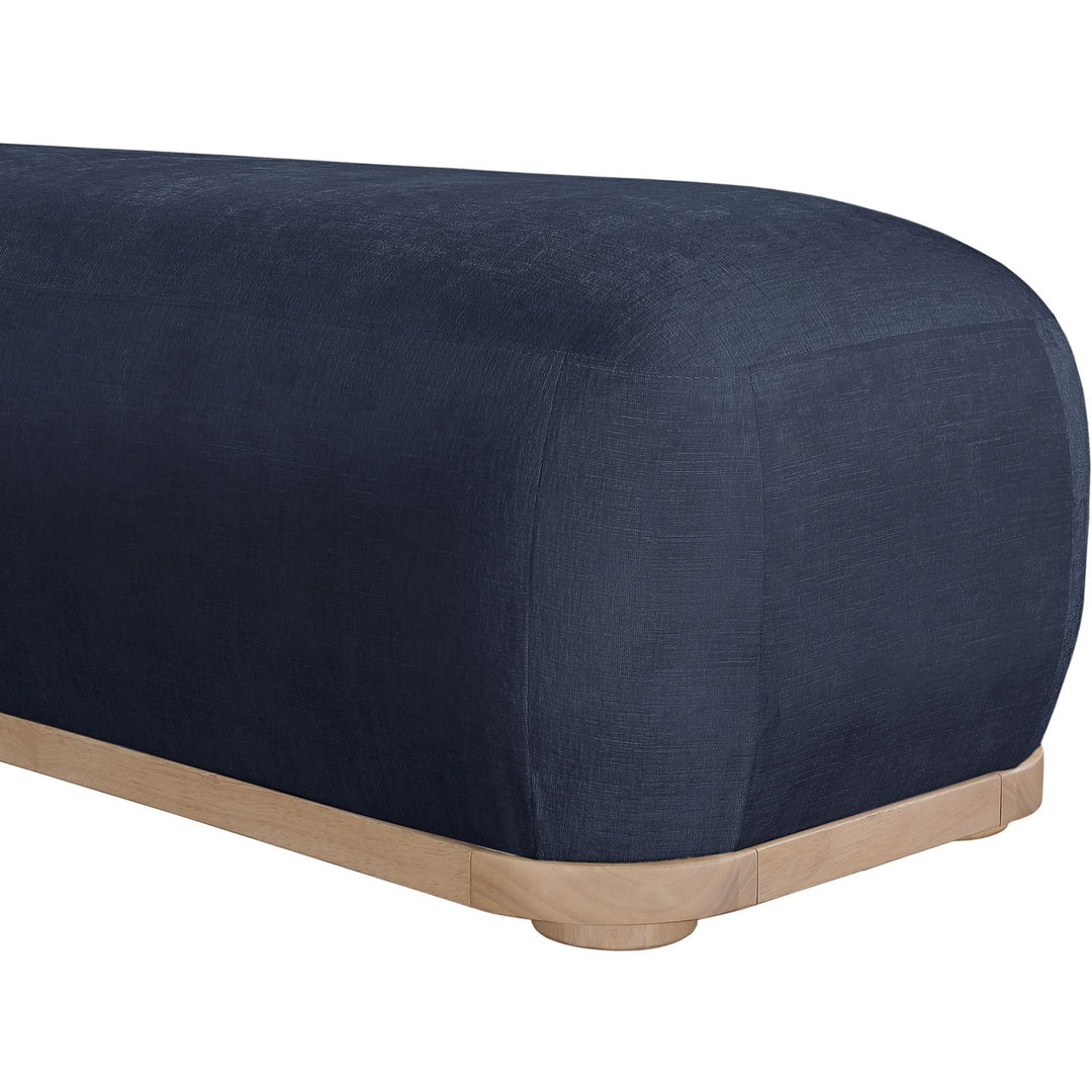 Calum Chenille Fabric Upholstered Bench — Navy / Natural