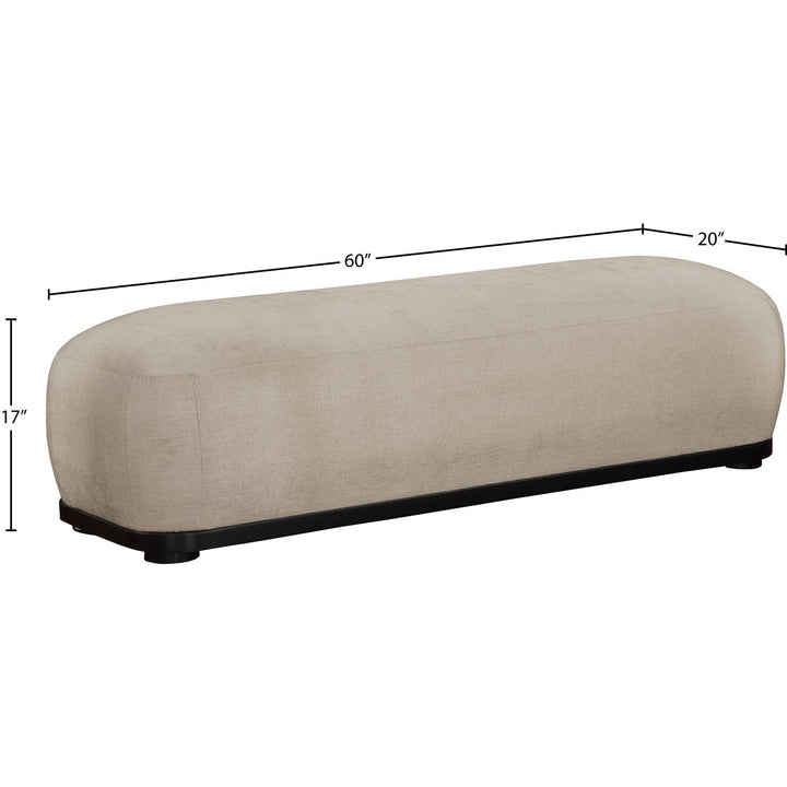Calum Chenille Fabric Upholstered Bench — Beige / Black