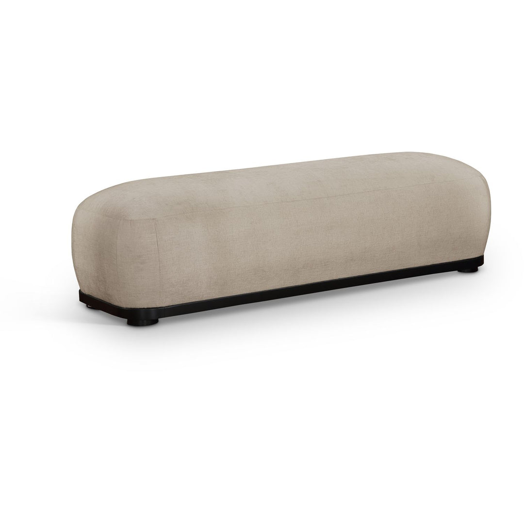 Calum Chenille Fabric Upholstered Bench — Beige / Black