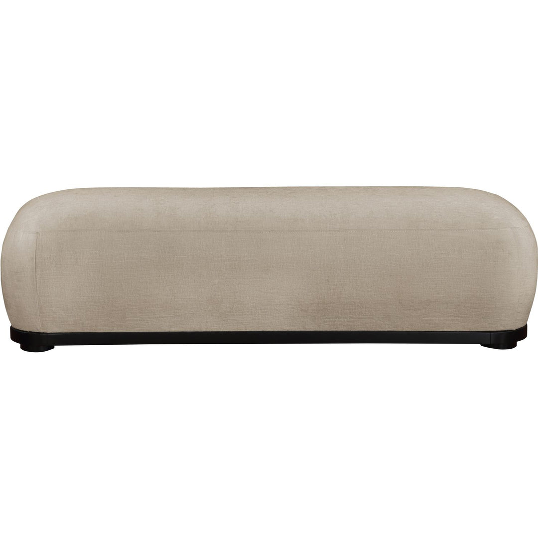 Calum Chenille Fabric Upholstered Bench — Beige / Black