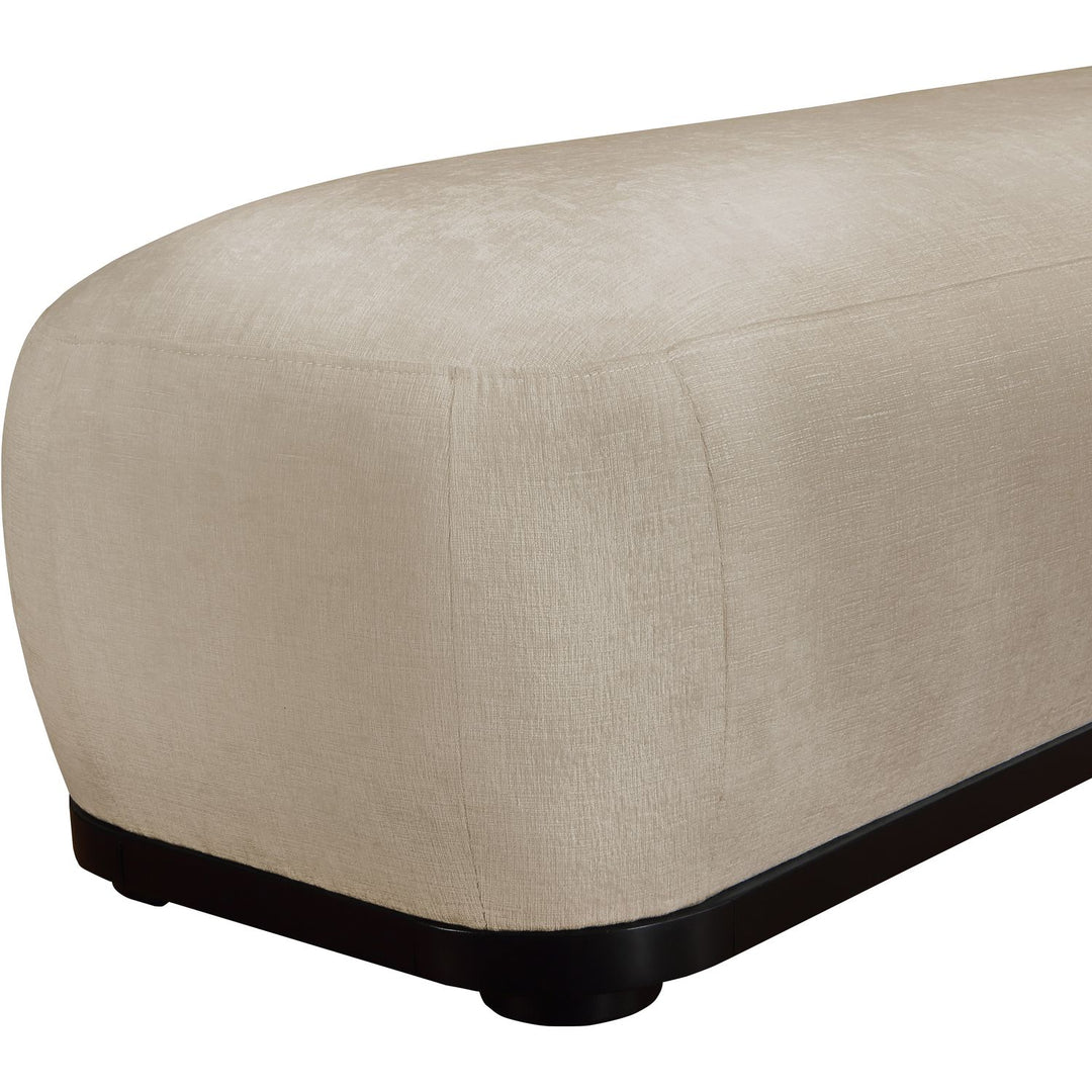 Calum Chenille Fabric Upholstered Bench — Beige / Black