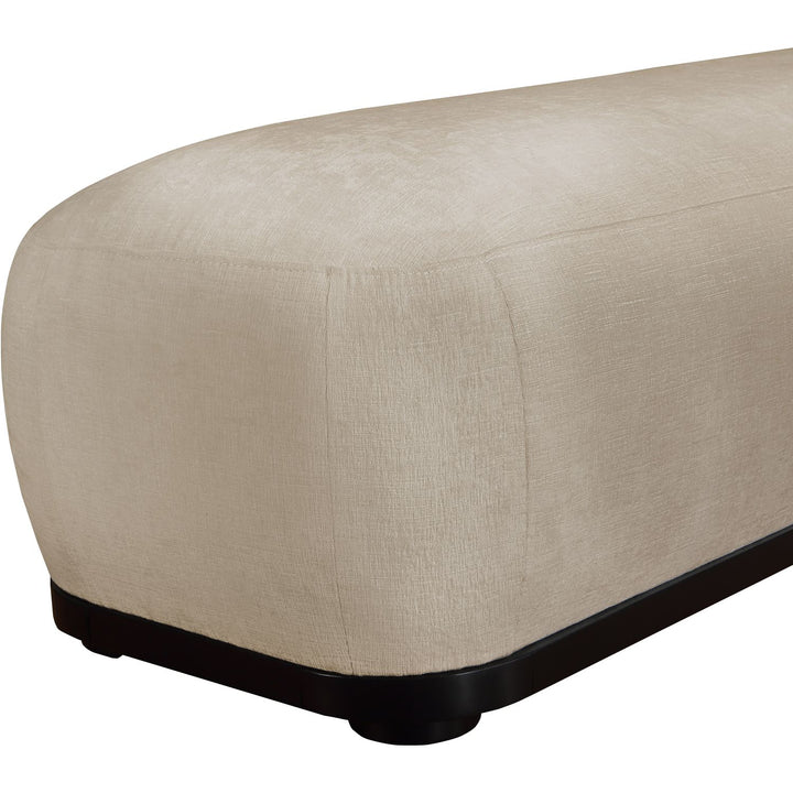Calum Chenille Fabric Upholstered Bench — Beige / Black