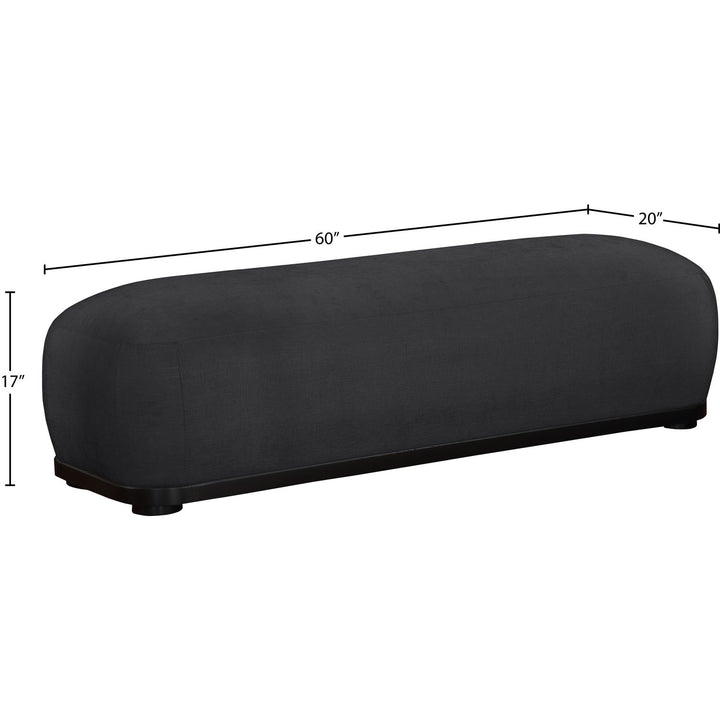 Calum Chenille Fabric Upholstered Bench — Black / Black