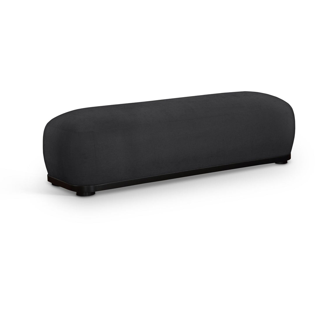 Calum Chenille Fabric Upholstered Bench — Black / Black