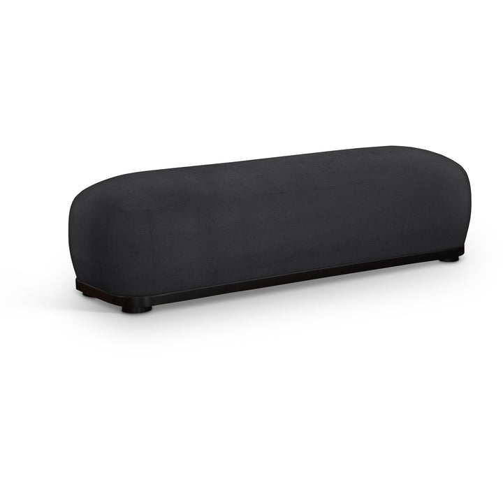 Calum Chenille Fabric Upholstered Bench — Black / Black