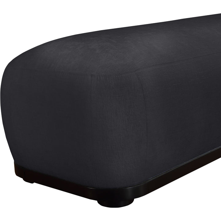 Calum Chenille Fabric Upholstered Bench — Black / Black